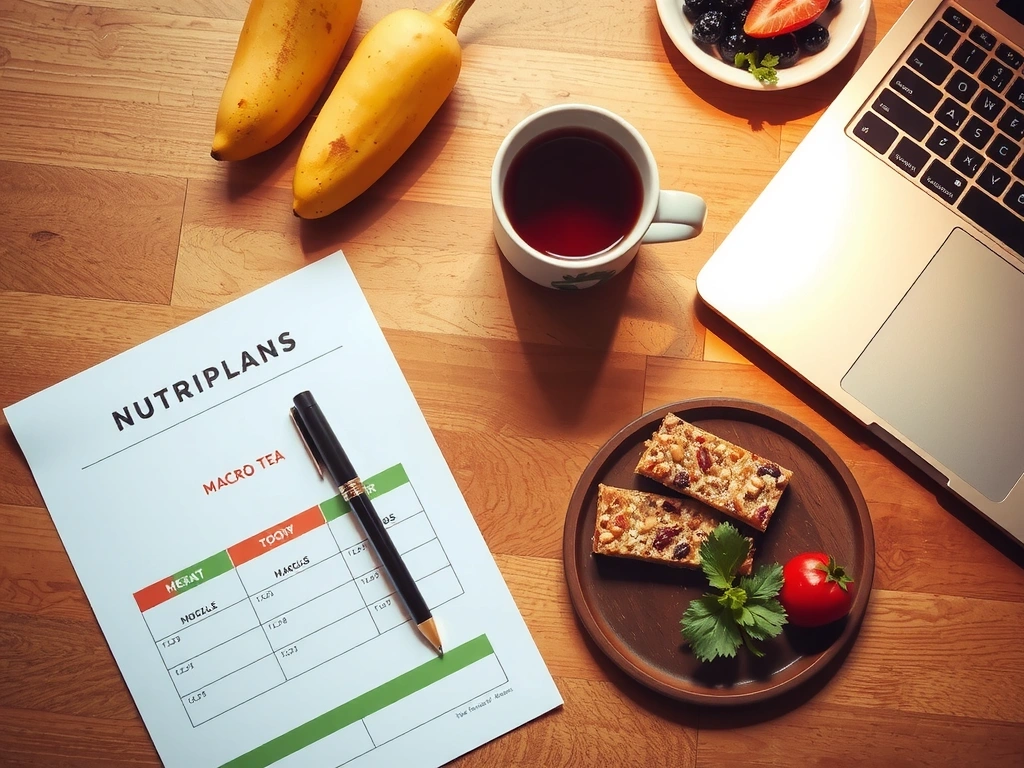 NutriEnergi clinic desk setup with meal plan and tools